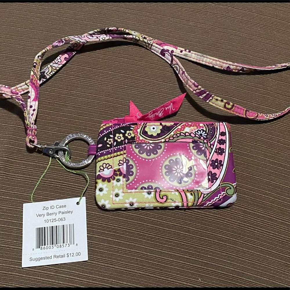 Vera Bradley Very Berry Paisley ID Card Holder( NWT) with matching lanyard
